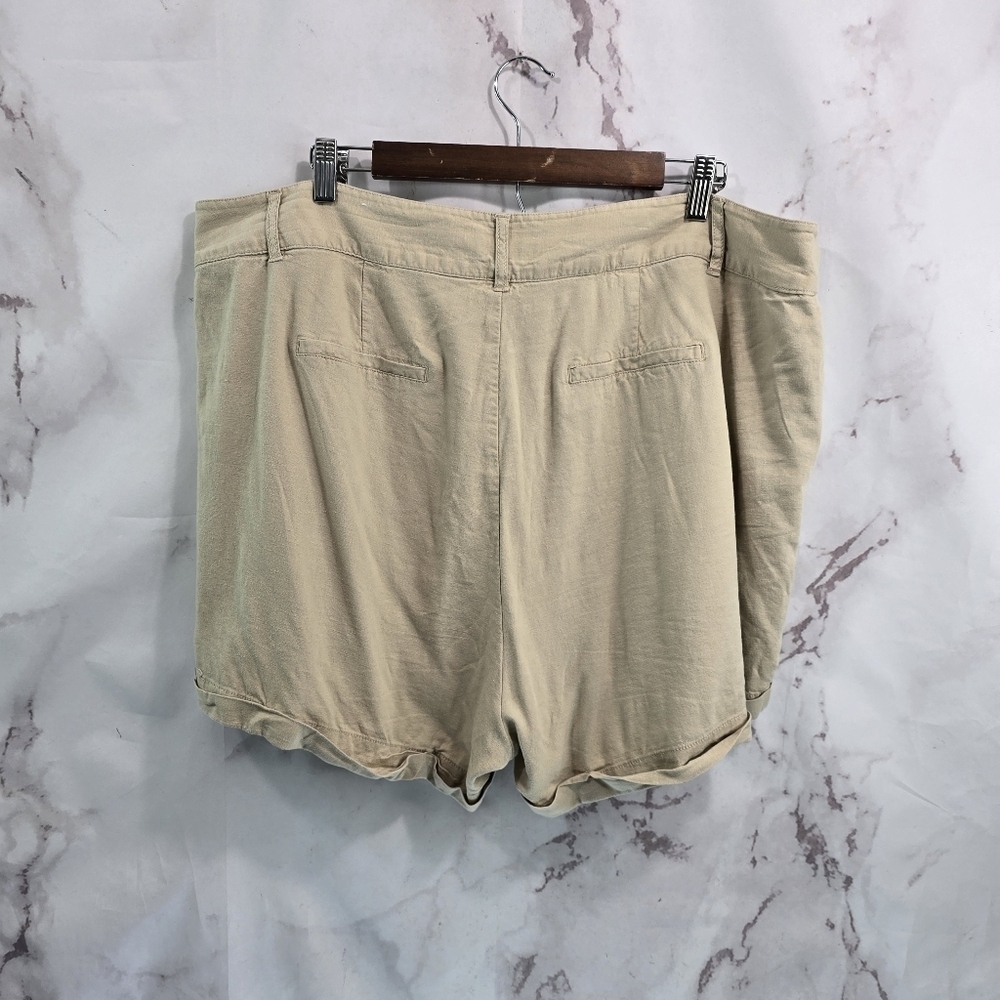 Torrid Shorts Womens 16 Khaki Tan Cuff Chino Linen Blend Soft Coastal
